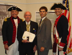 GG Bragg, PP Clyde Childs (25-year Member Award), Chapter President J. Goebel & State President P. Goebel