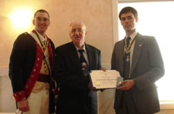 State President P. Goebel Kurt Kilmer (25-year Member Award), Chapter President J. Goebel & Kurt received his award at Ecobelli's Restaurant