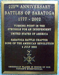 SAR Monument, plaque detail - Saratoga Battlefield, photo: Dennis Marr