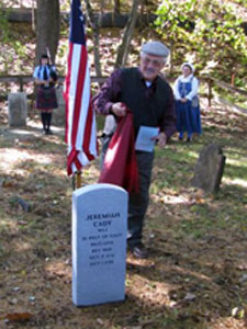 Descendant of Jeremiah Cady unveils the new gravestone - Photo courtesy of Rich Fullam