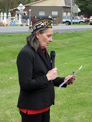 A historical perspective on the Battle of Fort Ann was provided by Christine Milligan, Fort Ann American Legion Commander.