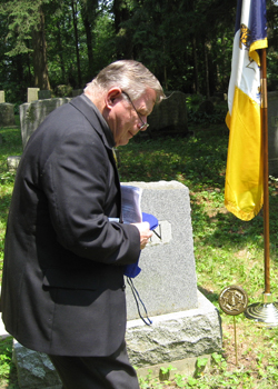 President Dunne unveils the member marker that we placed on Ron's grave.