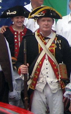 (l-r) Re-enactors Andrew with father Michael S. Companion of Saratoga Battle Chapter - Photo by Duane Booth