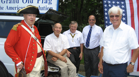 A few of the many that make the Turning Point Parade a success - (L-R) Brig. Gen. and WB V-P Paul Loding, WB President John Sheaff, SBC President Tom Dunne, VT Society President Douglass 'Tim' Mabee, SBC Past President Duane Booth