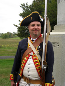 Bret Trufant stands guard at the DAR Monument. Bret is a re-enactor with the 2nd Continental Artillery and a Saratoga Battle Chapter member