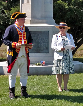 Saratoga Battle Chapter SAR President Douglas Gallant and Saratoga Chapter DAR Regent Heather Mabee welcome guests to the ceremony.