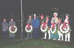 The picture is from the 225th Anniversary Surrender of Burgoyne.  Pictured to the left of the flagpole is Marion Walter, Saratoga Chapter, DAR & to the right of the pole is Jonathan E. Goebel, Duane Booth and Harry Taylor, Saratoga Battle Chapter, SAR member.