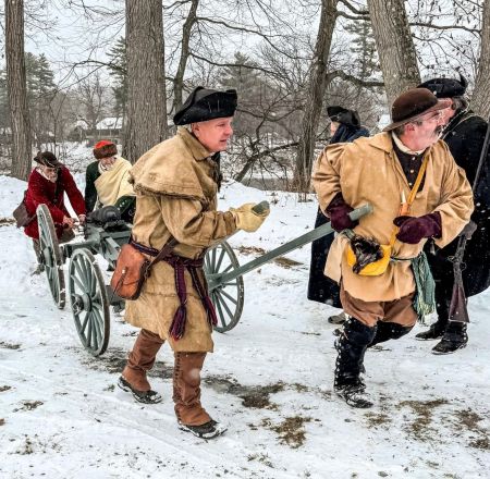 2nd Continental Artillery members representing Knox Artillery Train teamsters in 2025